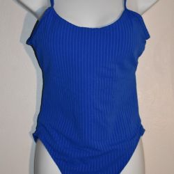 New One Piece Blue Open Back Swimsuit 