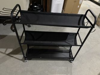 Three tier shelf ball holder sports garage organizer