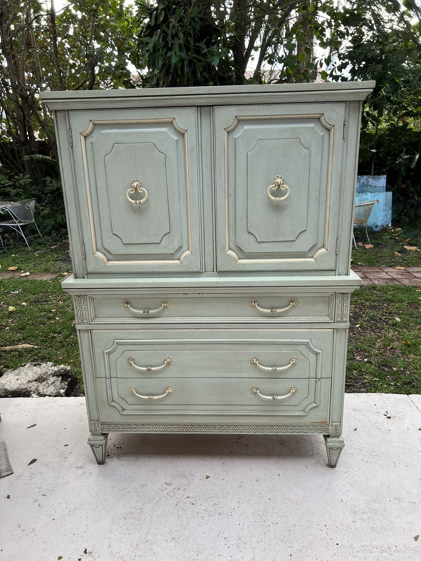 Vintage Mount Airy Highboy in Gorgeous Pale Green