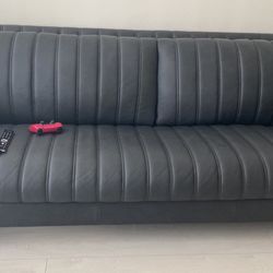 Royal Blue Leather Sofa