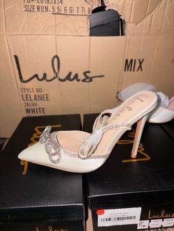Lulus white rhinestone heels for womens
