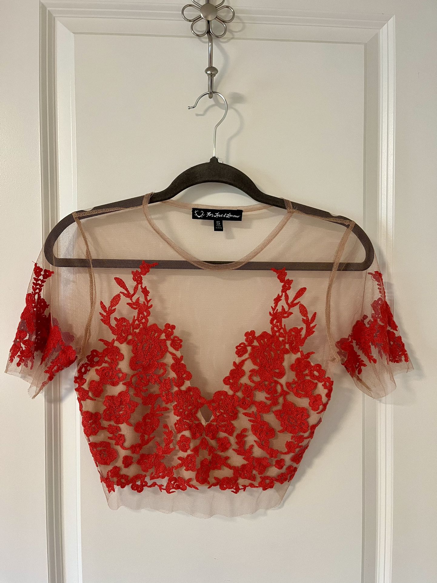 For Love & Lemons Red Top Size Small