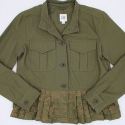 Gap Floral Hem Utility Bomber Blazer S