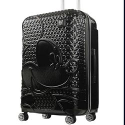 FUL Disney Textured Mickey Mouse 29 in. Black Hard Sided Rolling Luggage