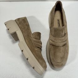Paul Green Super Soft Beige Suede Lug Sole Platform Loafers Women’s Size 10
