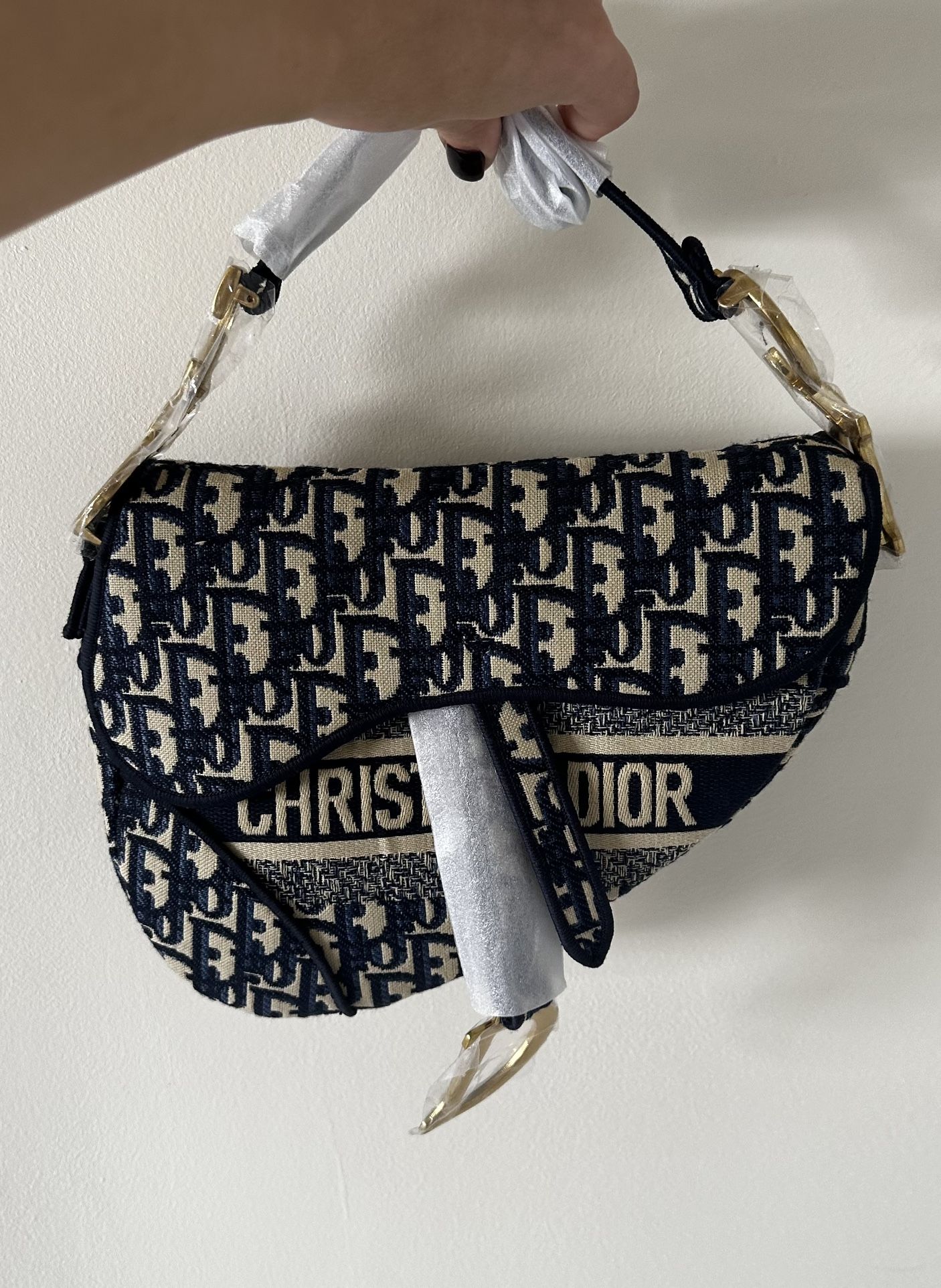 SADDLE BAG Blue Dior Oblique Embroidery