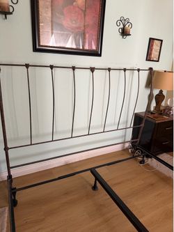 Cal king bed frame and headboard antique