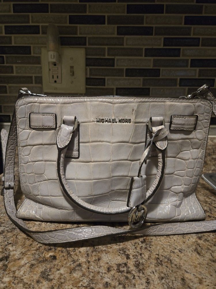 Michael Kors Grey Croc Leather Handbag Purse