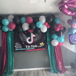 Tik Tok Themed Balloon Garland/ Backdrop/ Candy Table