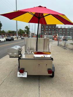 Hot dog cart on trailer