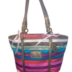 Coach Legacy Multicolor Stripe Tote Bag