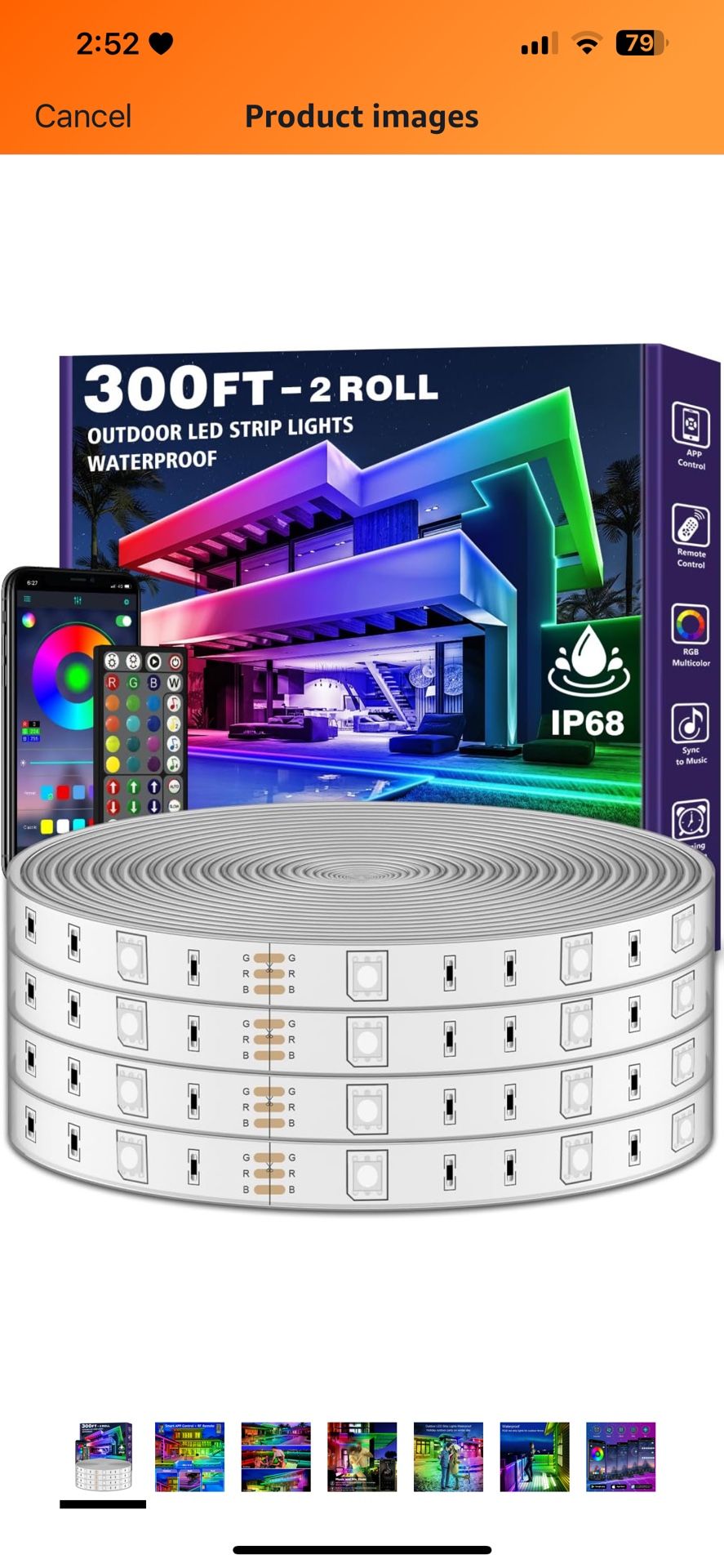300ft Waterproof LED Strip Lights with Bluetooth App