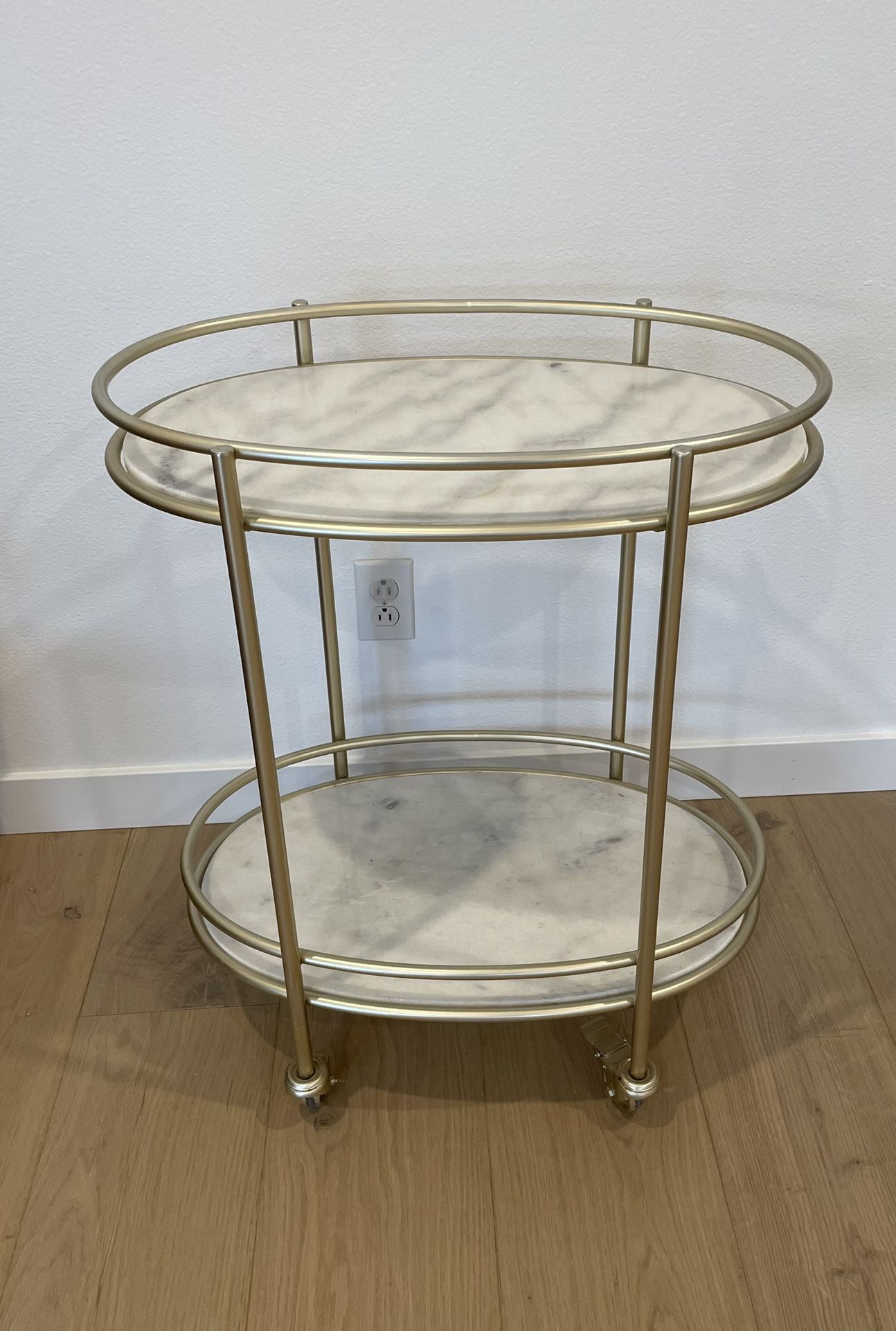 World Market Champagne Gold And Marble 2 Tier Bar Cart