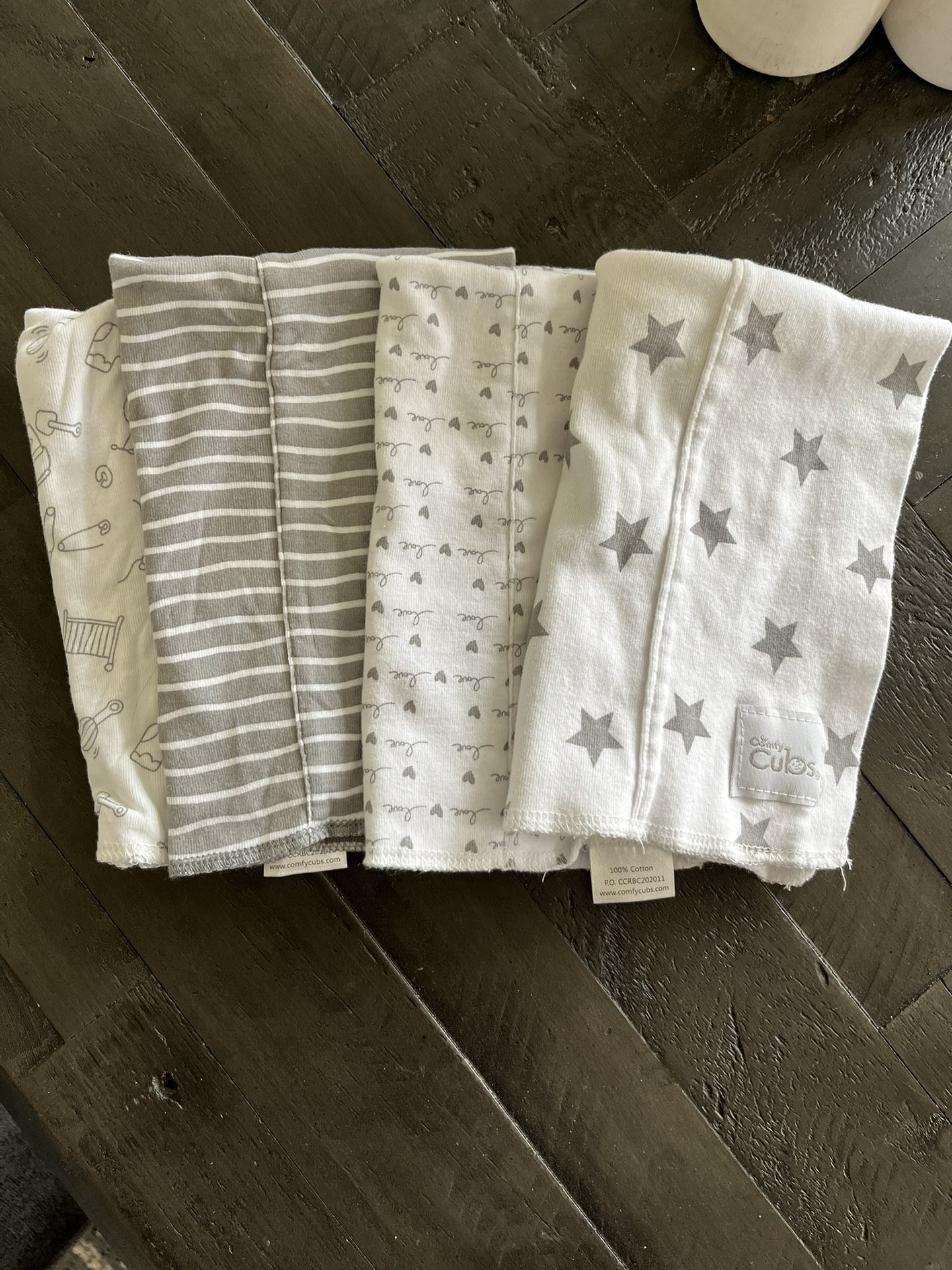 Comfy Cubs Burp Cloths 4 Pack Large 100% Cotton Washcloths Double Layered Cloth