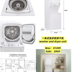 $950 🔪 GE stacked washer and dryer for sale.