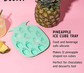 Silicone Mold Pineapple Ice Cube Tray Shapes- Makes 12 Pineapple Ice Cubes - Dishwasher Safe Silicon