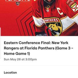 New York Rangers Vs Florida Panthers Game Ticket 