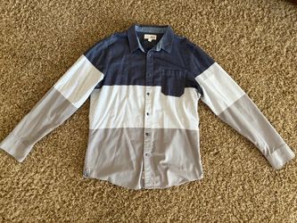 1901 Men's Colorblock Button-Down Shirt in Navy, White, Gray - Size XL