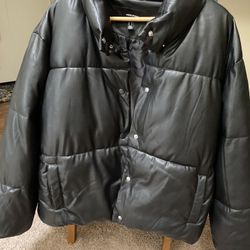 Women’s Leather Puffed Jacket XL Brand New 