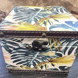 Leaf Print Storage Box With Latch