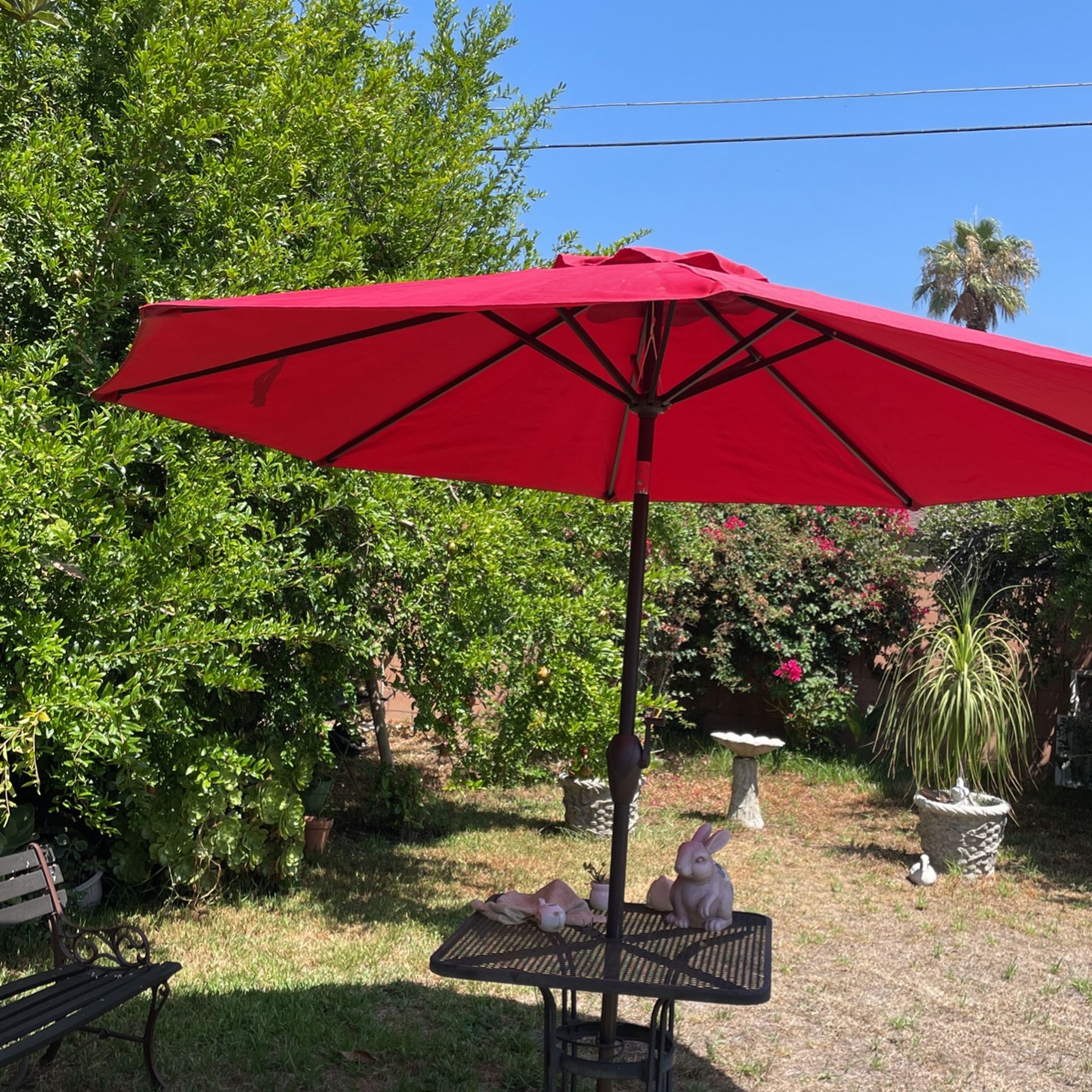 9 Foot Blue Umbrella. With Tilt And Crank