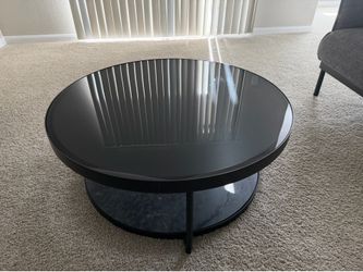 FROTORP Coffee Table, anthracite marble effect/black glass, 34 5/8”