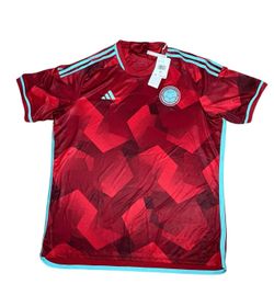 Adidas Mens 2XL FCF Columbia Away Football Soccer Jersey HB9164 Red Teal SLIM