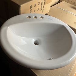White Porcelain Drop In Sink Bathroom 