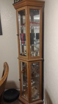 Oak curio cabinet