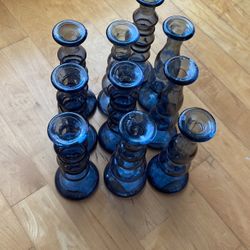 Blue Glass Candle Holders