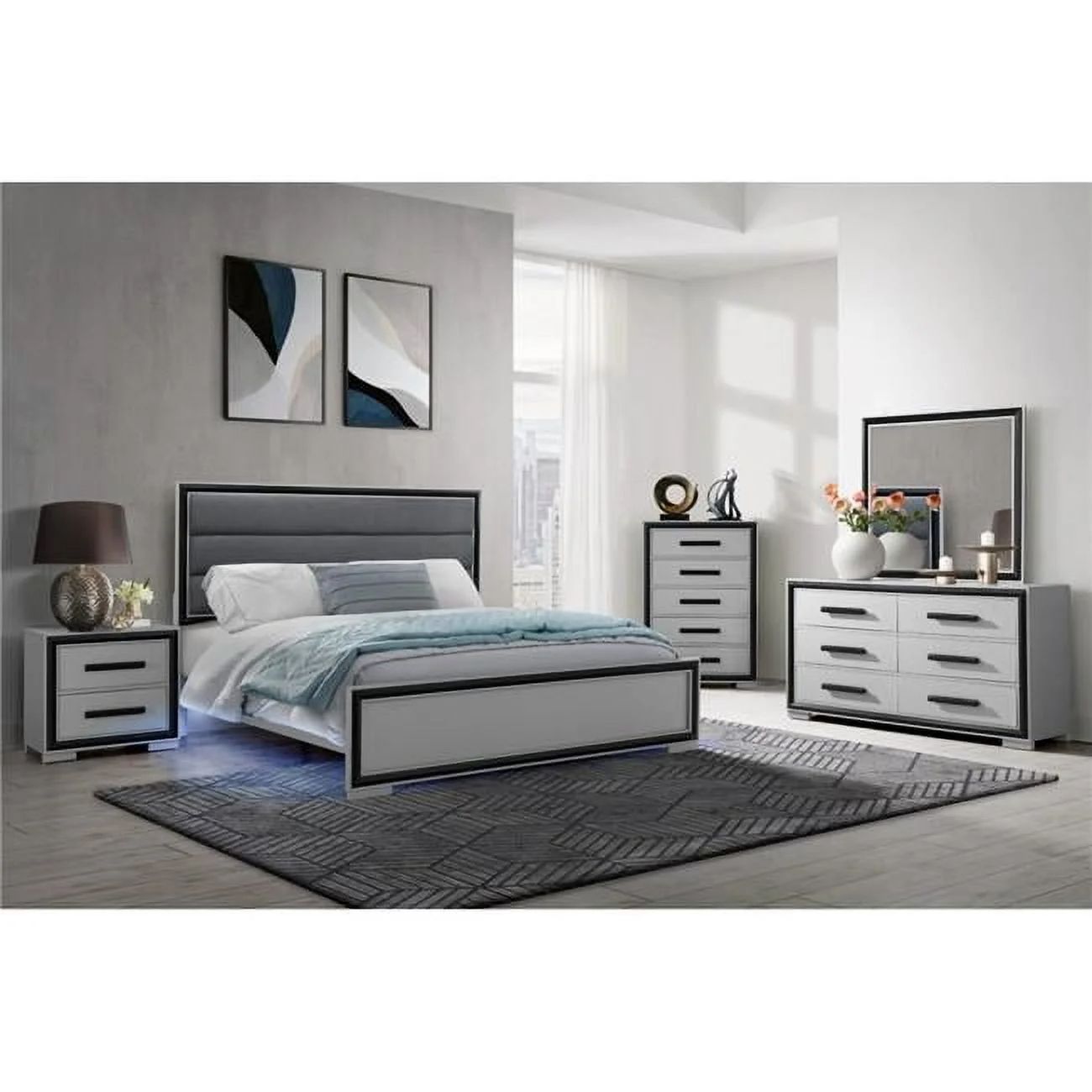 Gray Black King 4 PC Bedroom Set ~ Delivered & Installed