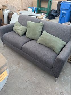 Charcoal Gray 2-Seater Loveseat Sofa - BACK REMOVES FOR EASY MOVING! (Pillows Included)