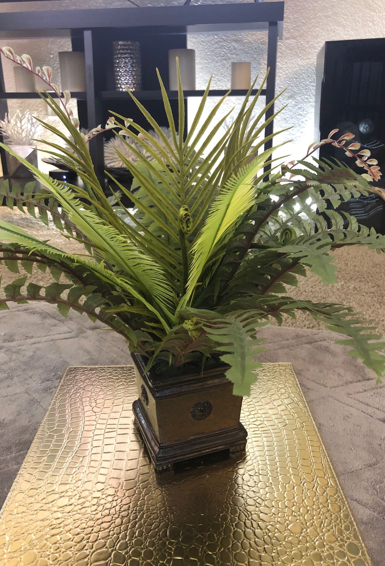 Fake Plant with Bronze Color Base