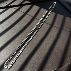 925 Silver Diamond-Cut Cuban Chain/Cadena cubana de plata 925 con corte de diamante