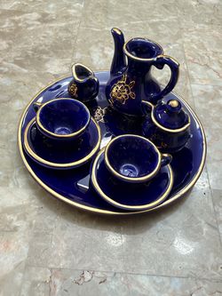 Cobalt Blue and Gold Miniature Tea Set