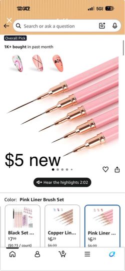 Pink Nail Liner Brushes