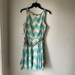 Brand New Woman’s City Studio brand Teal Blue and White Zig Zag Dress Up For Sale 