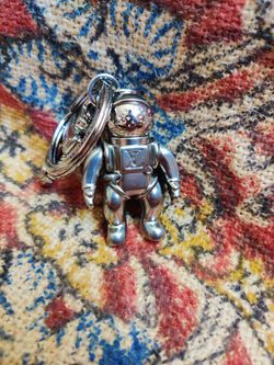 LOUIS VUITTON Metal Spaceman Figurine Bag Charm Key Holder Silver 1219159