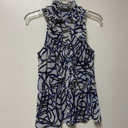 Women’s THE LIMITED 100% Polyester Sleeveless Button Down Elastic Waist Top Blouse… Size Medium