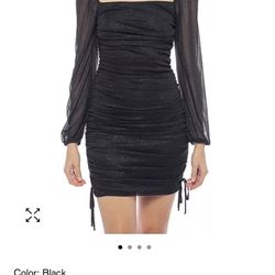 Juniors' Glitter Ruched Mesh Mini Bodycon Dress