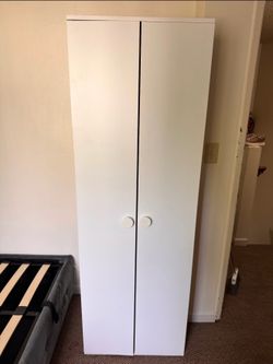Modern White 2-Door Wardrobe / Free-Standing Closet