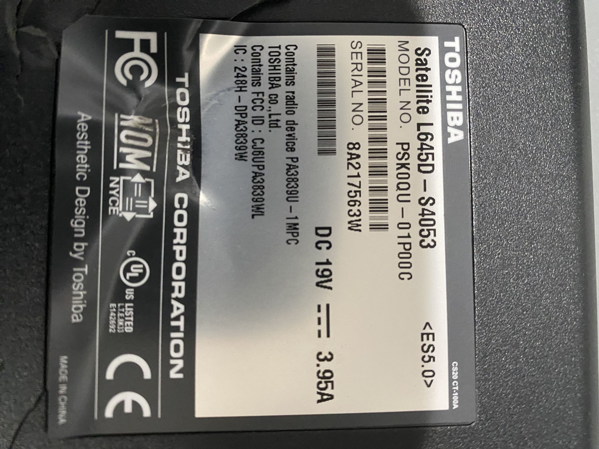Toshiba LI-ION Battery And Charger Cable