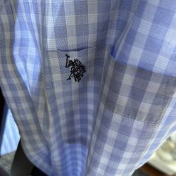 US Polo Association Slim fit size extra large checkered, purple and white long sleeve dress shirt