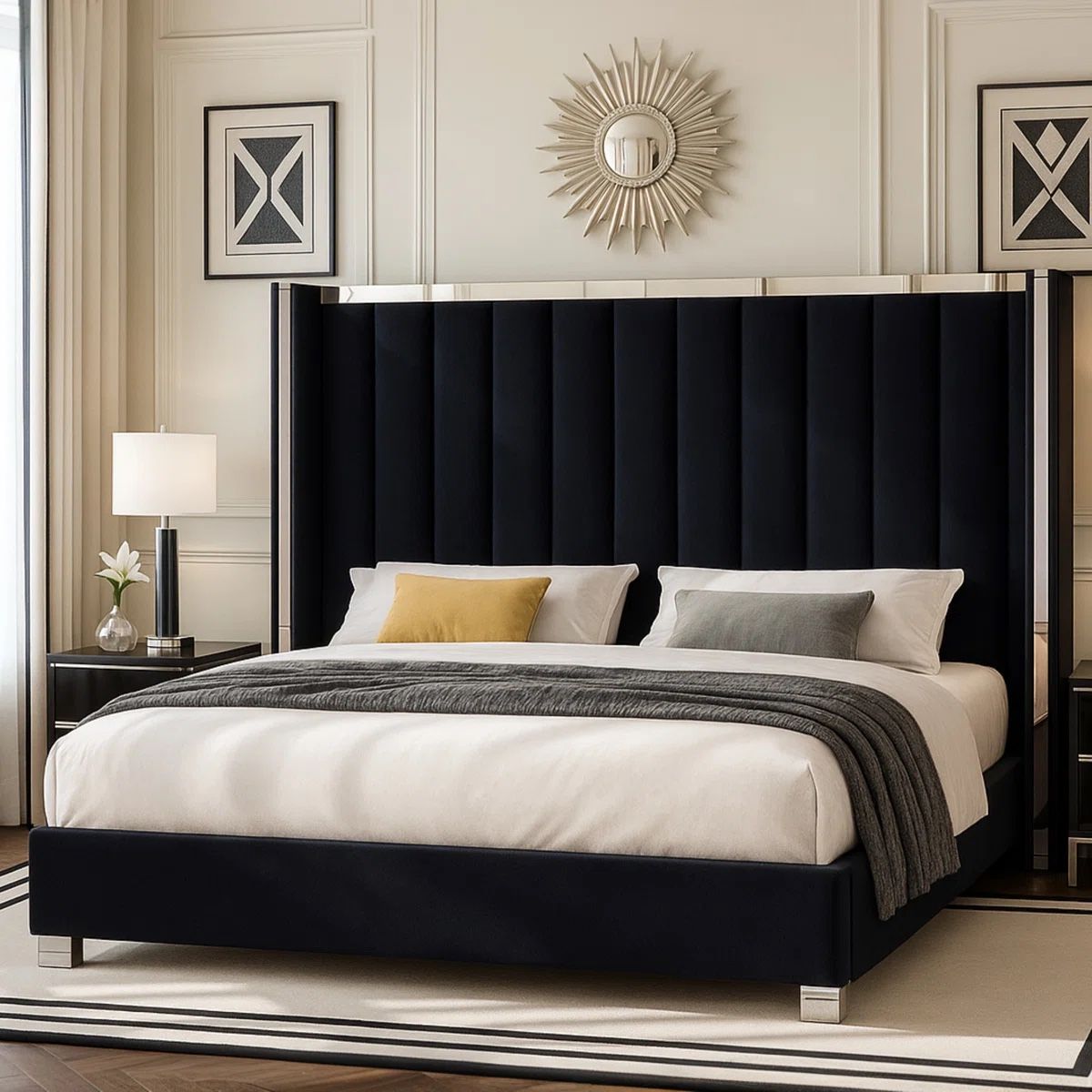 Mercer Velvet Queen Bed From Wayfair