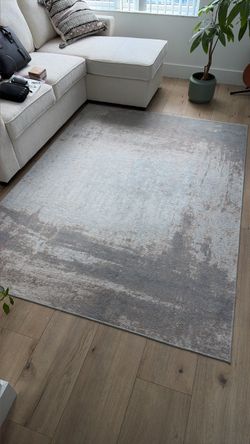 Large Abstract Gray Area Rug 63”x87”