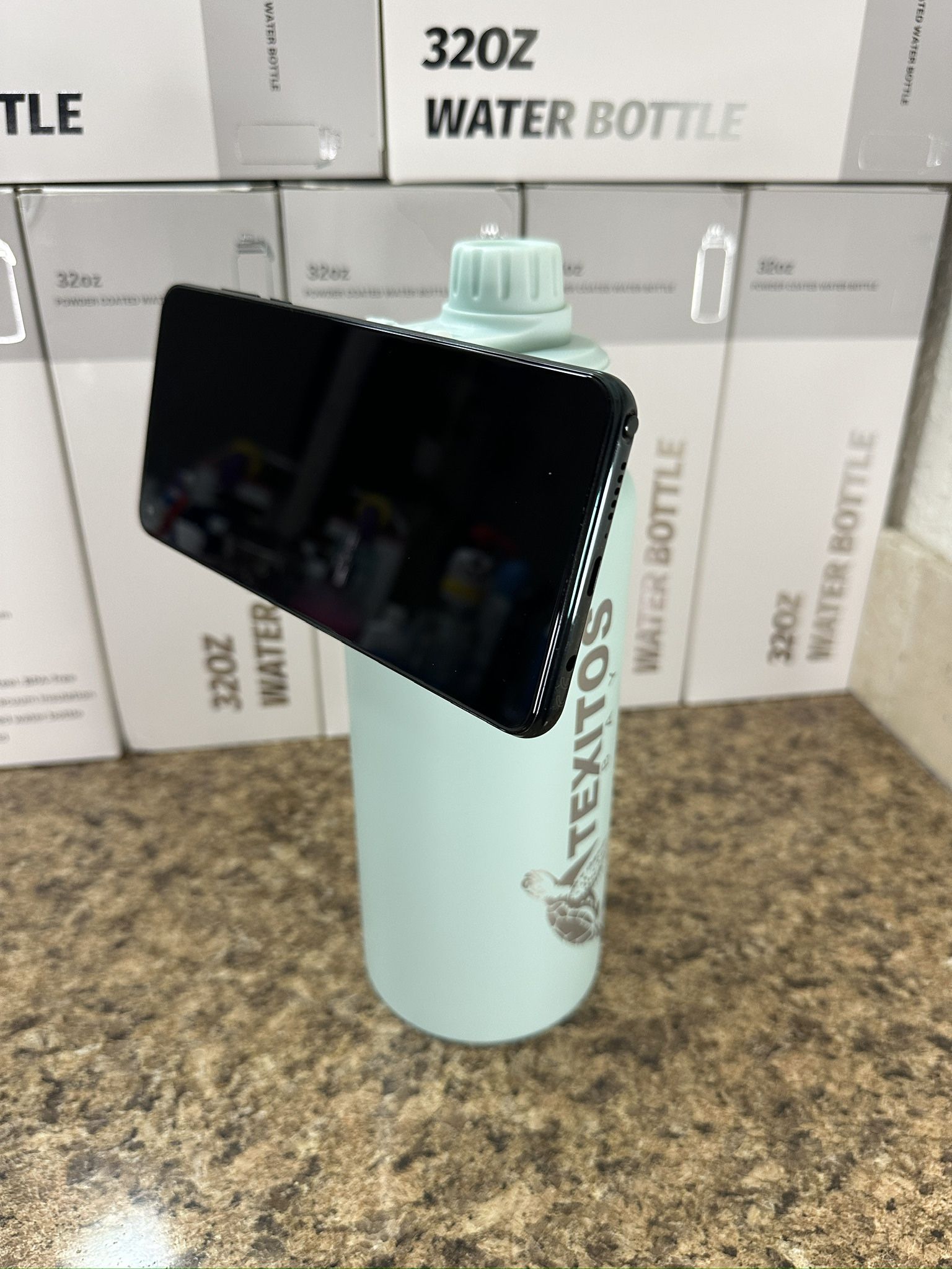water bottle magnetic phone holder