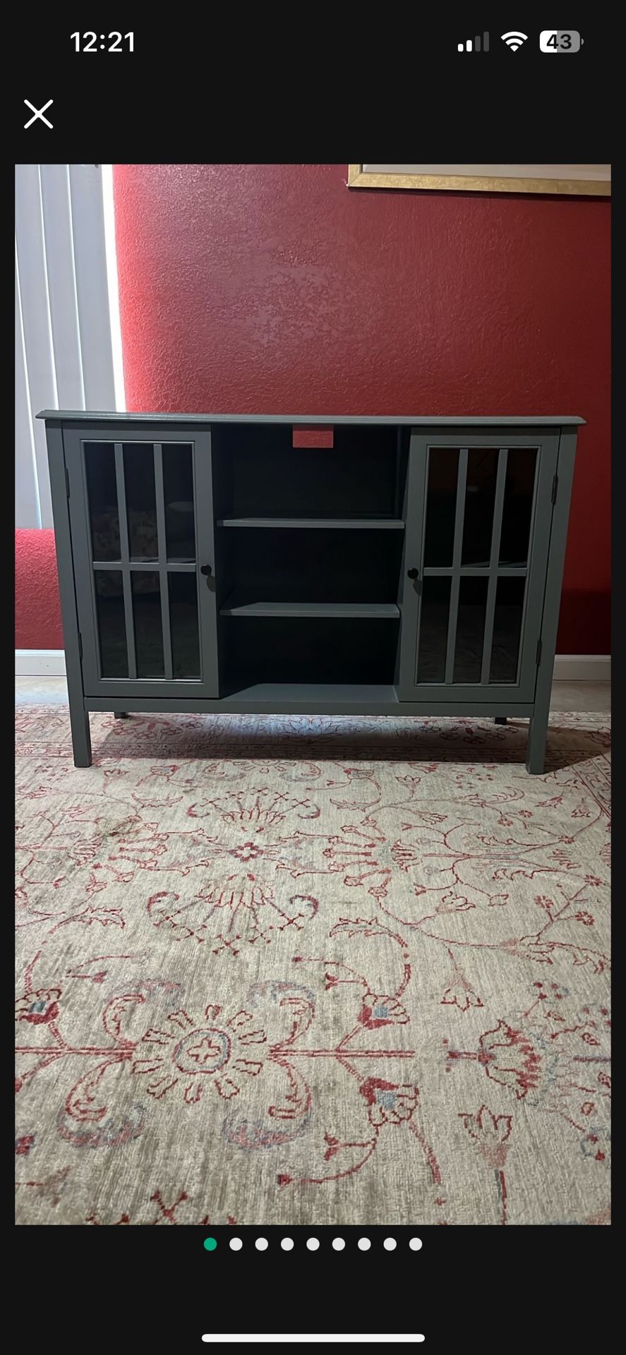 Gymax Wood TV Stand Entertainment Media Center Gray Console