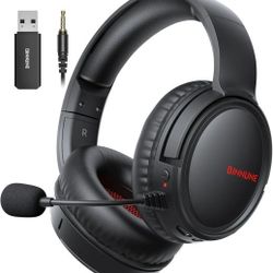BINNUNE 2.4GHz Wireless Gaming Headset with Mic for Ps5/4, PC, Mac, Bluetooth Gaming Headset