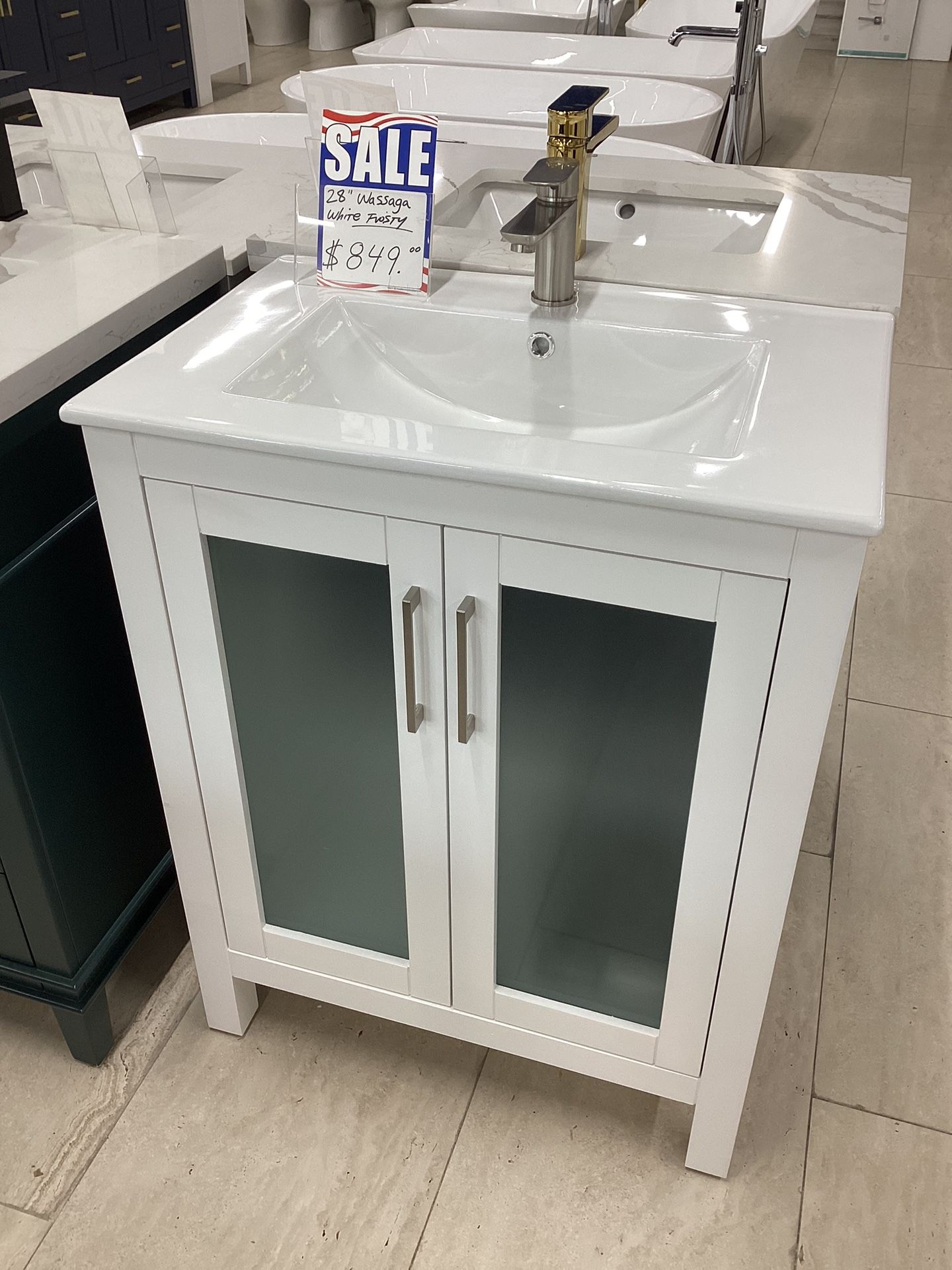 Brand New 28” Vanity Cabinet White Ceramic Top Available For Pick Up,All Products : American Fashion Style Bags On Sale
