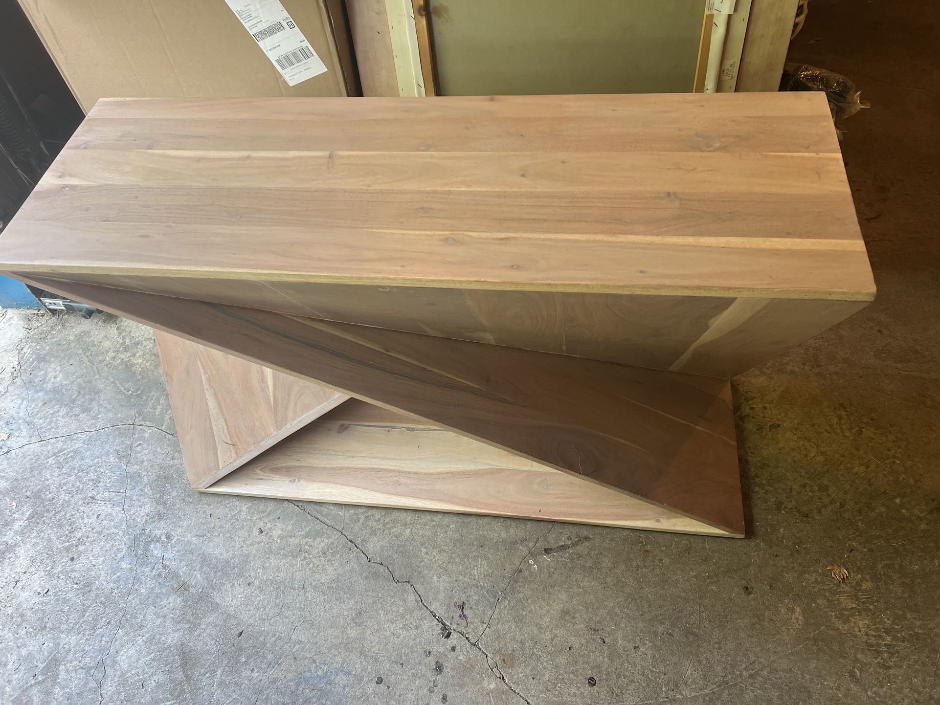 Solid Wood Geometric Console Table